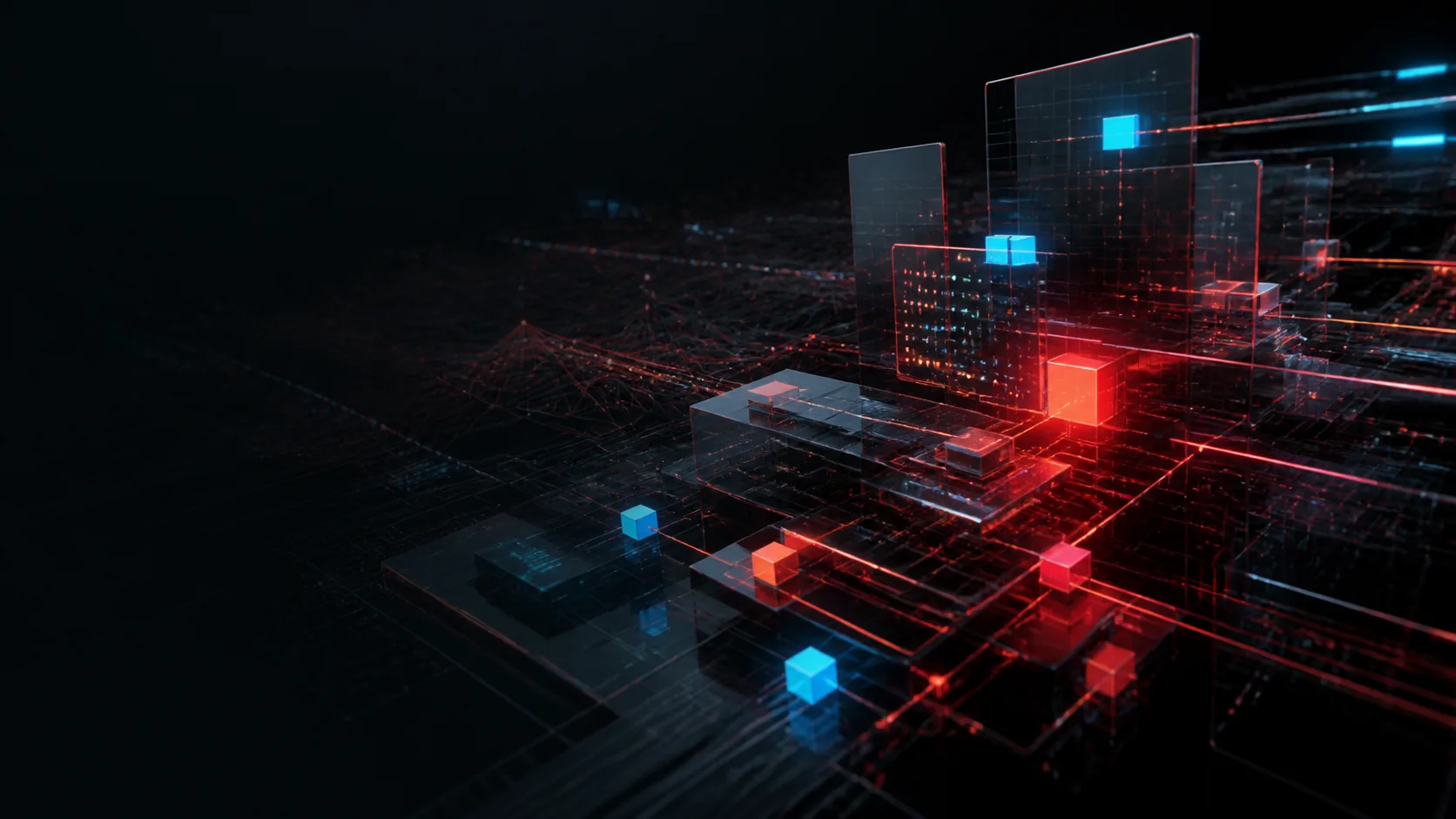 Abstract software modules connected by luminous data paths